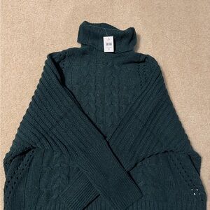 J. Jill Teal Cable Knit Turtleneck Sweater